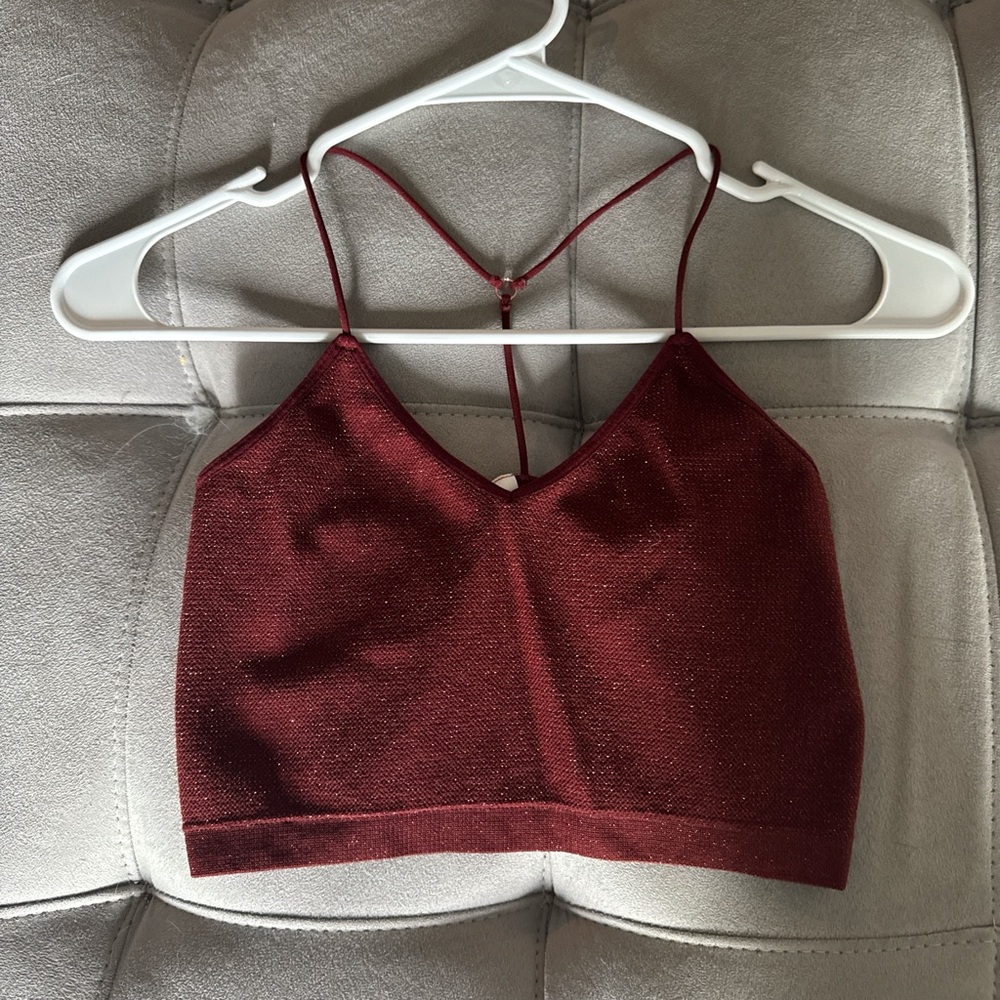 Burgundy sparkly crop top with cute back #glam - price negotiable moving sale #